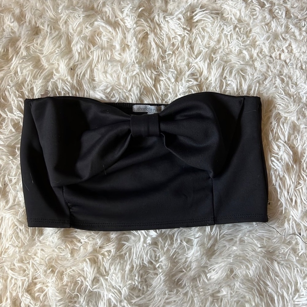 Black bandeau bow top